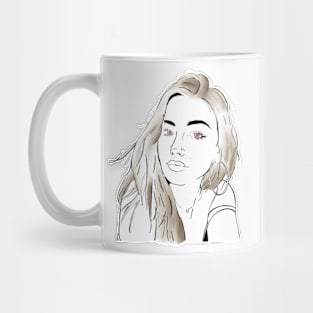 Beautiful girl looking at you - Brown White Mug